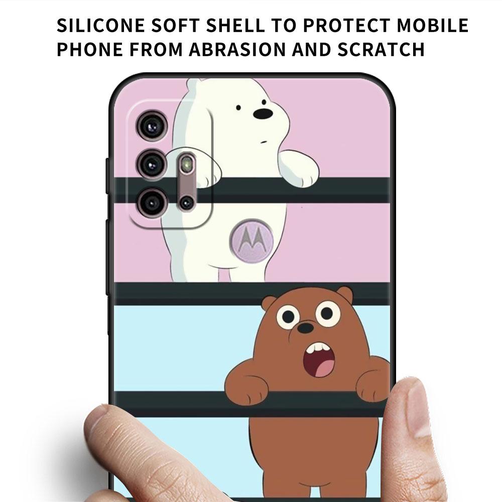 Roztomilé pouzdro We Bare Bears pro Motorola G30 G60 Edge 20 G9 G22 G8 Power G31 G500 G50 30 Pro Black Capas pro měkký telefon