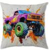Home Decor Colorful Monster Trucks Print Pillow Covers Pattern Cushion Cover Suitable for Sofa Bedroom Car Pillow Cover
