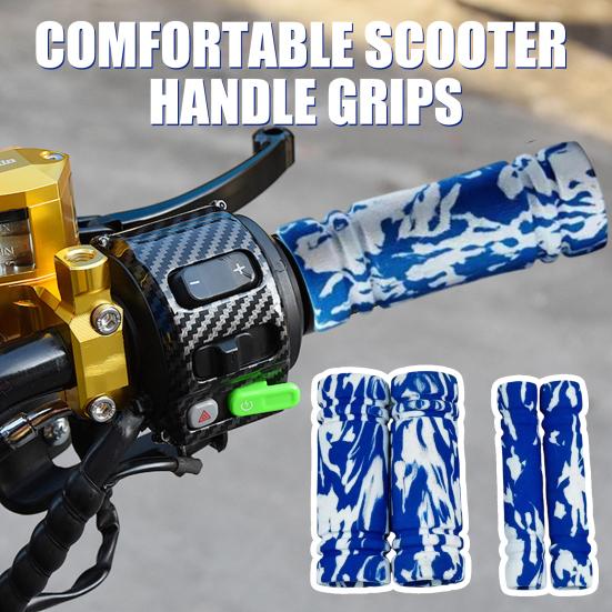 Motorcycle Grip Covers Sponge Anti-Slip Handlebar Sleeves for Scooters E-Bikes Easy Install Shock-resistant Handle Grips