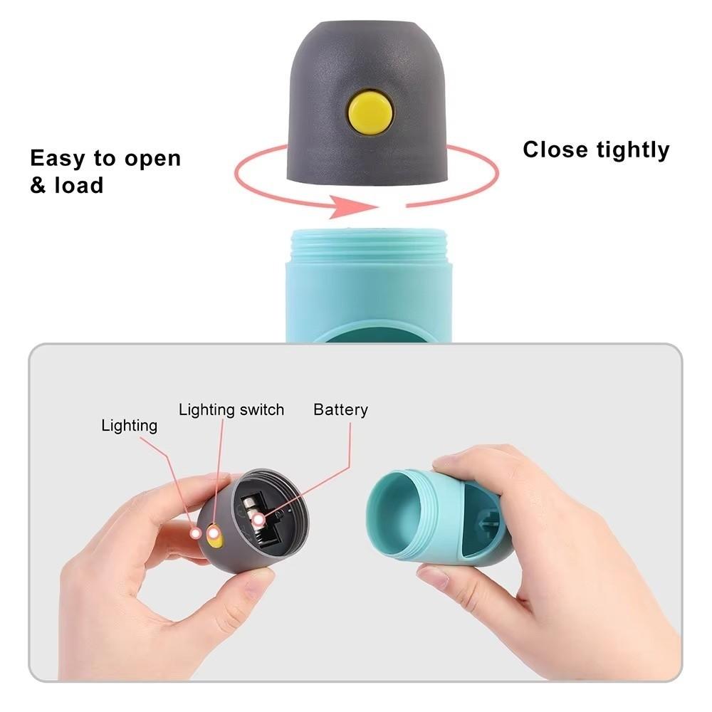 Tragbarer Kotbeutelhalter für Haustiere Metallkarabiner LED-Taschenlampe Spender Nachtspaziergänge