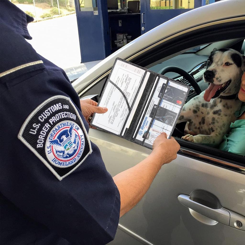 Car Registration And Urance Holder, Premium Leather Urance And Registration Holder,Vehicle Glove Box Car Organizer, With Magnetic Shut For Cards,