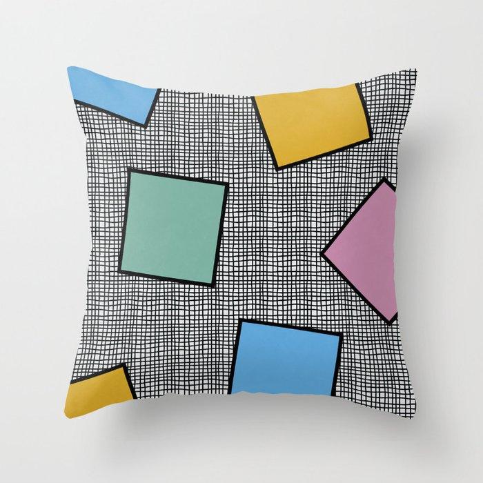 Mint Pink Throw Pillow Case Memphis Inspired Pattern Check Cushion Covers for Home Sofa Chair Decorative Pillowcases