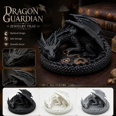 Dragon Desktop Organizer Tray Key Holder Decorative Resin Storage Dish for Small Items Office Desk Accessories