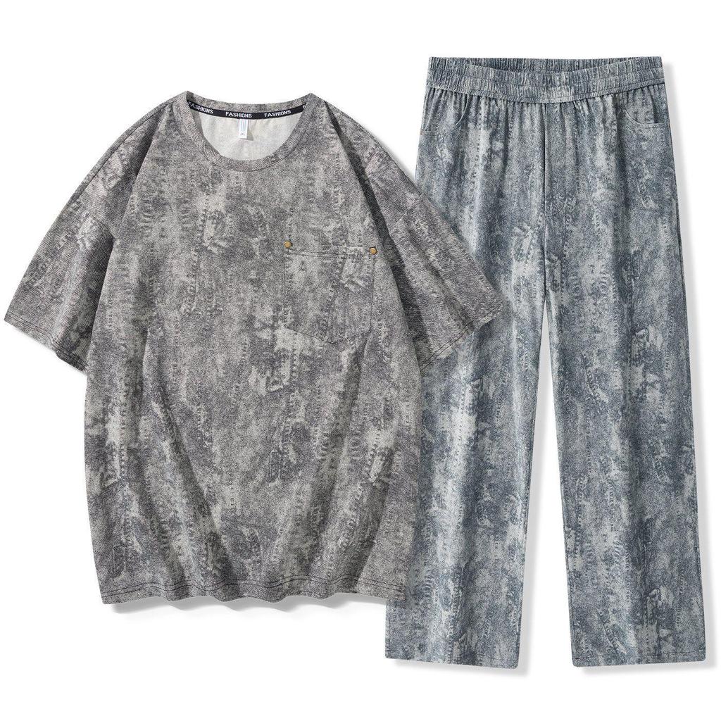 M-9XL Herren Trendiges Lockeres Sommerjacke & Weite Hosen 2-teiliges Set