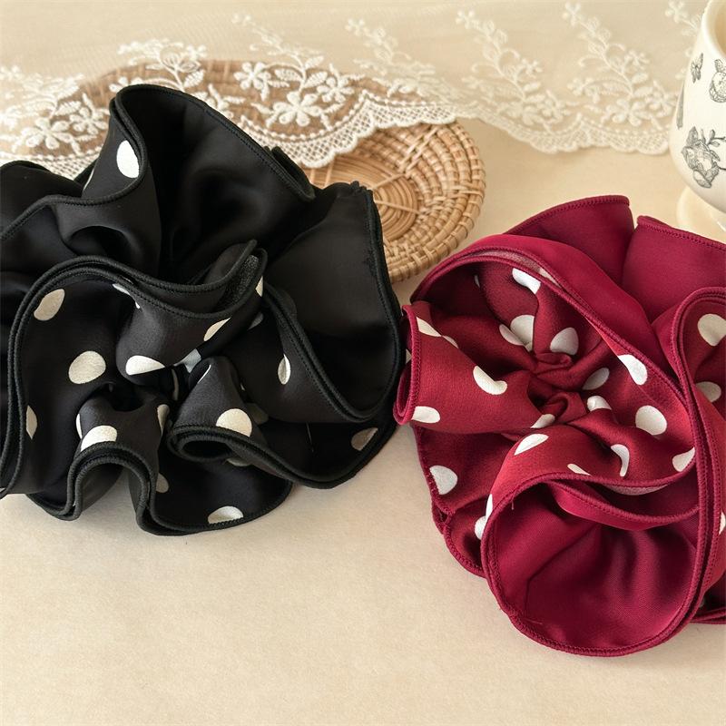 Vintage Polka Dot Scrunchies Large Hair Tie for Women Aesthetic Ponytail Holder Fashion Hair Accessory