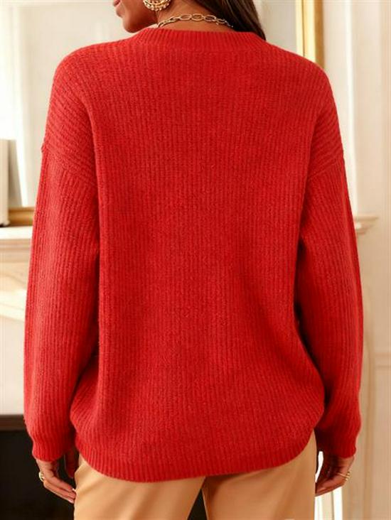 2025 Plus Size Retro Bow Casual Loose Women's Sweater