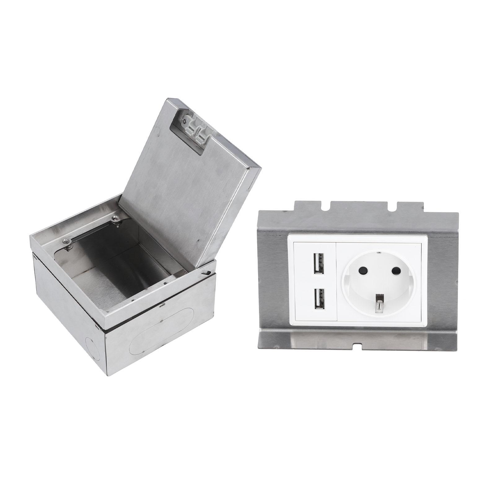 

Recessed Floor Outlet 2 Prong Socket 2 USB Ports Embedded Floor Outlet Box for Home Hotel School