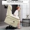 Electric Recliner Chair Lift Chair With Adjustable Footrest Synthetic Leather Cream
