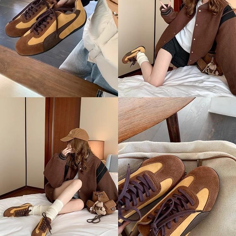 [sheii Su Yinyin] Korean blogger~ retro lace-up leather low-top casual shoes women's German training shoes racing shoes