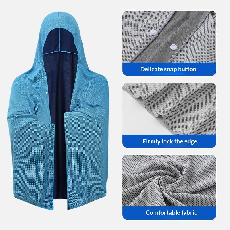 Ice Cool Beach Poncho Cover Up, Quick Dry Super Absorbent Oversized Hooded Towel Wrap For Swimming Beach Pool Travel