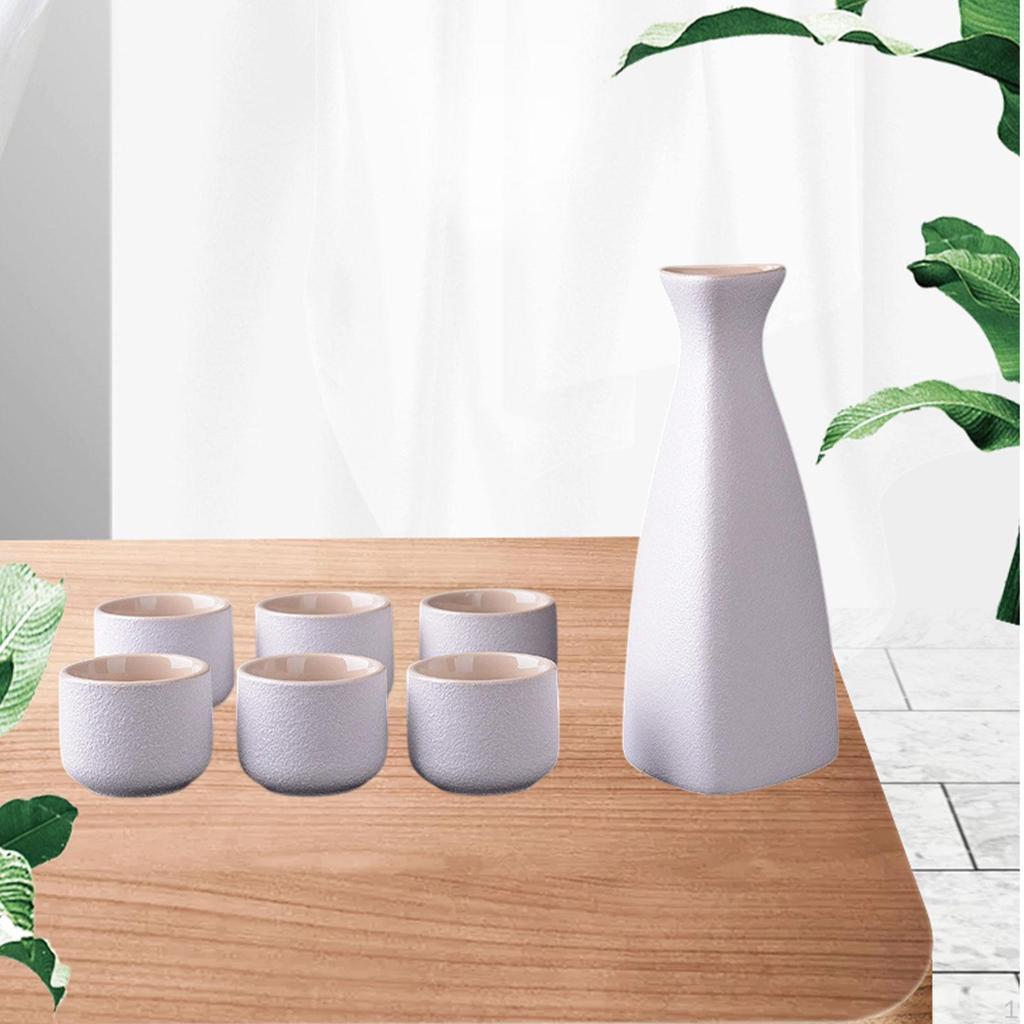 Keramická sada na saké Šálek pro nebo Ledová Ozdoba 1 Láhev 6 Sklenic Porcelánová Keramika