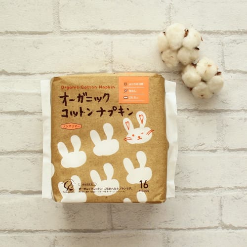 Organic Cotton Sanitary Napkins, 25.5cm, No Wings, 64 Count (16 Count X 4 Count), Menstrual, Rash-Free [Bulk Purchase]