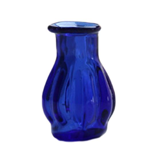 Miniature Vase, Tiny Blue Glass Vase, Small Flower Holder, Cute Mini Vase for Miniature Houses DIY Refrigerator Magnets (Magnets Not Included)