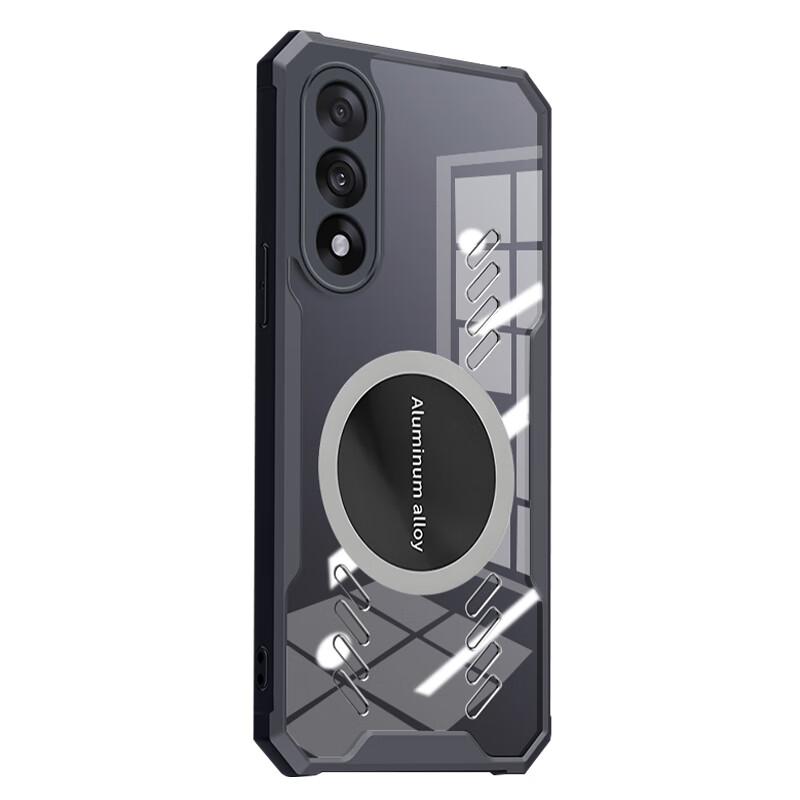Freeson Phone Case for OnePlus Ace5 Pro, Full Camera Protection, Shockproof, Anti-Collision Corners, Transparent, Metal Magnetic Cooling Fans, Black