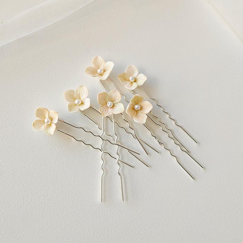 Yellow Green Gradient Ceramic Flower Hair Comb Elegant Rhinestone Women Headpiece for Bride Wedding AGC109 серебряный