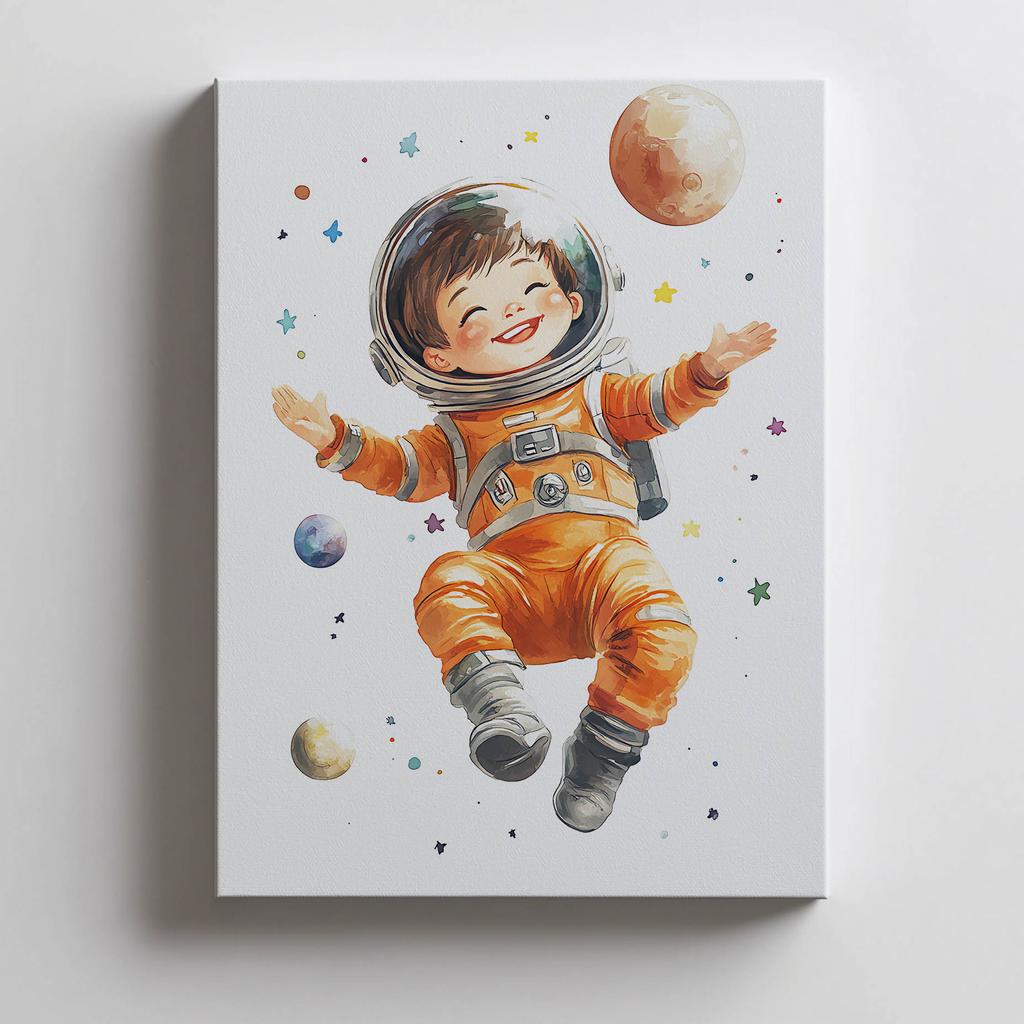 Plakat Mały Kosmonauta Plakat Mały Kosmonauta, 70X100 Cm, Rama Drewniana Ciemny Brąz, Papier Matowy 230 Gsm