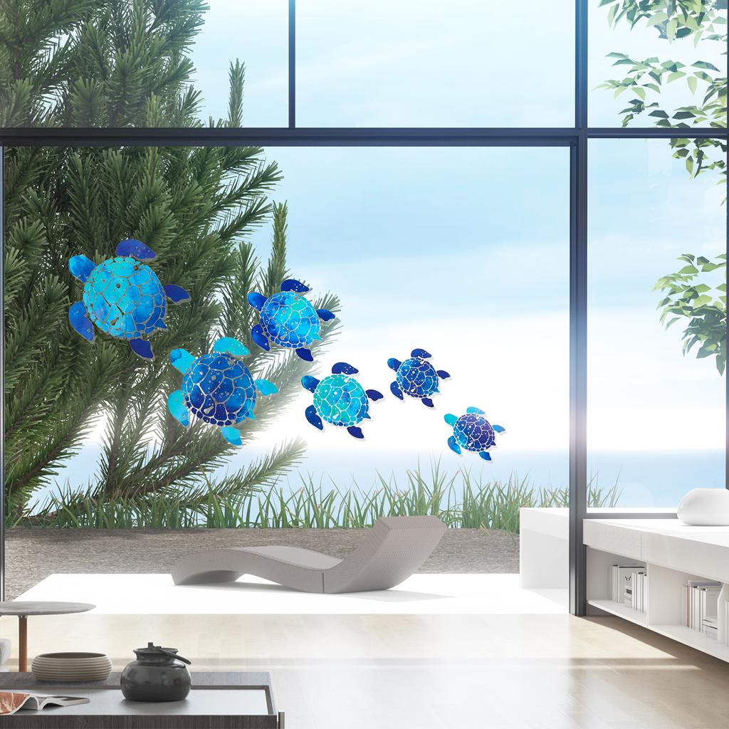 12Pcs/2set Sea Turtle Wall Stickers Vinyl Underwater Ocean Waterproof Wall Decals Home Bedroom Decoration DIY Accessories