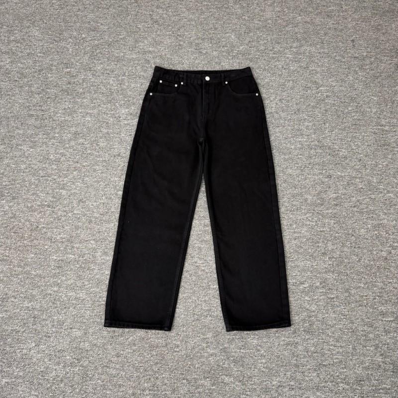 Streetwear Embroidered Washed Denim Jeans Men Women Loose Straight Fit Casual High Street Retro Pants