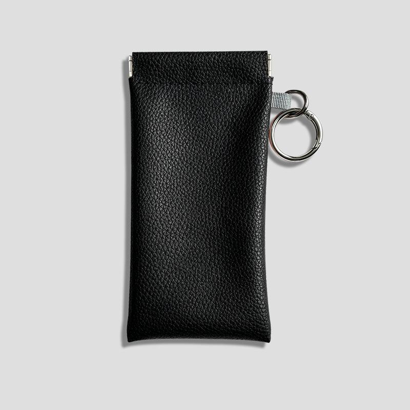 Automatic Closure PU Leather Sunglasses and Eyeglass Pouch - Anti-Pressure Spring Clip Case