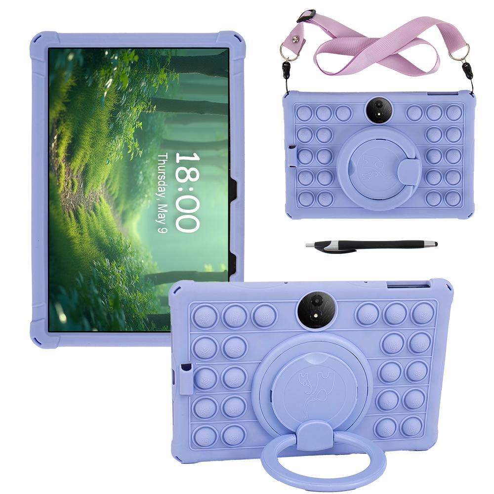 360 Rotating Stand Case Universal For TCL Tab 11 Gen2 FE 2024 11 inch 9465X With Handle Grip Shoulder Strap Soft Silicone Cover