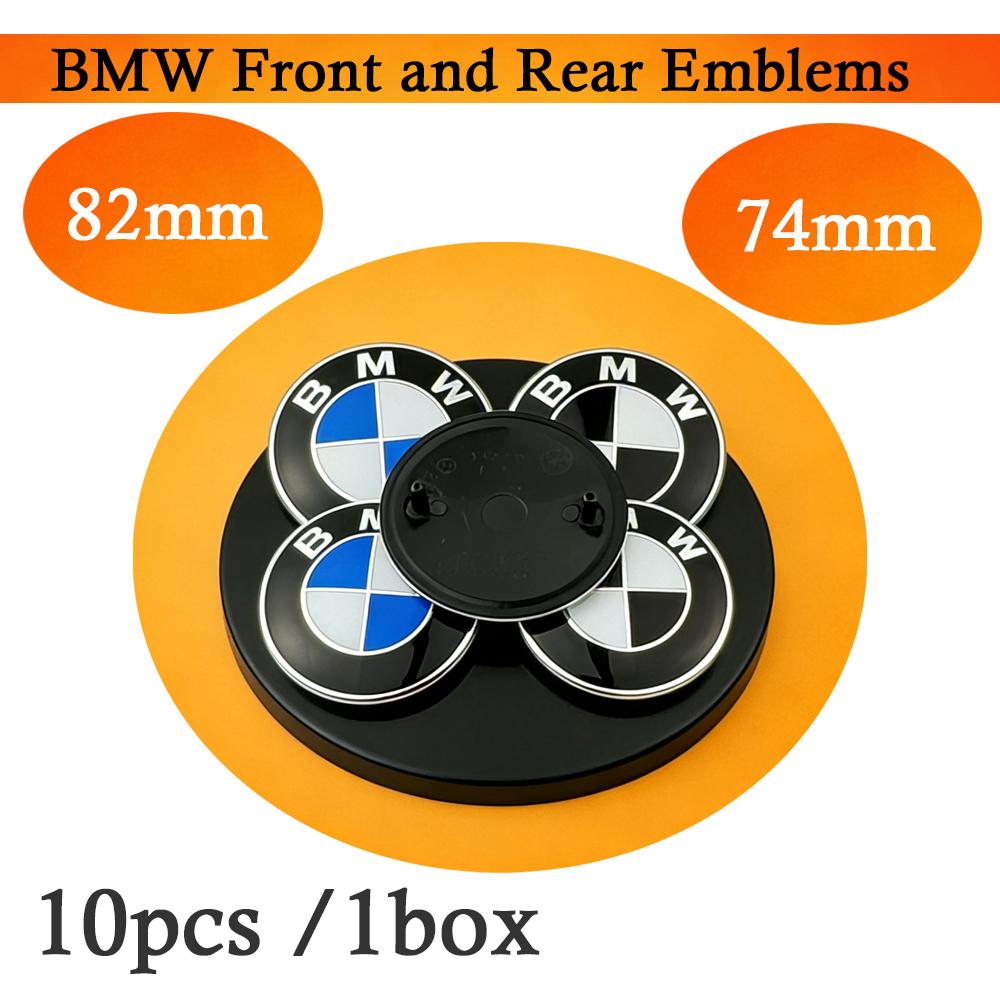 External 10pcs 82MM 74MM Car Front Hood Emblem Trunk Rear Badge For BMW E90 E46 F10 F30 E87 F20 G20 E60 E39 E92 F48 G01 Logo