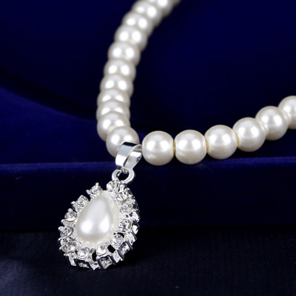 Royal Style Princess Imitation Pearl Teardrop hänge Elegant halsband örhängen
