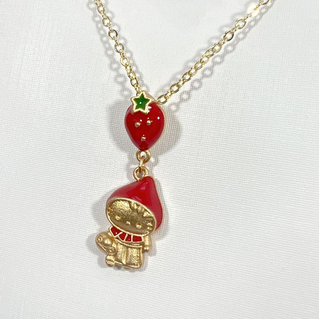 Laos Sand Gold Plating Gold Strawberry Little Red Hat Pendant