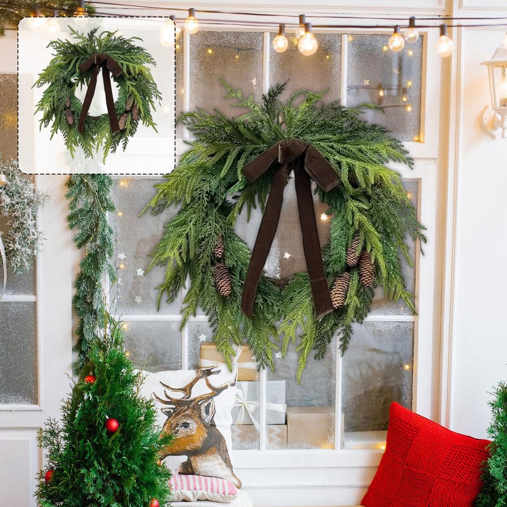 20 palců Umělý zelený olivový věnec s olivovými listy, Pro vchodové dveře Vnitřní Venkovní Domácí Nástěnná Okenní Festivalová Svatba Dekor