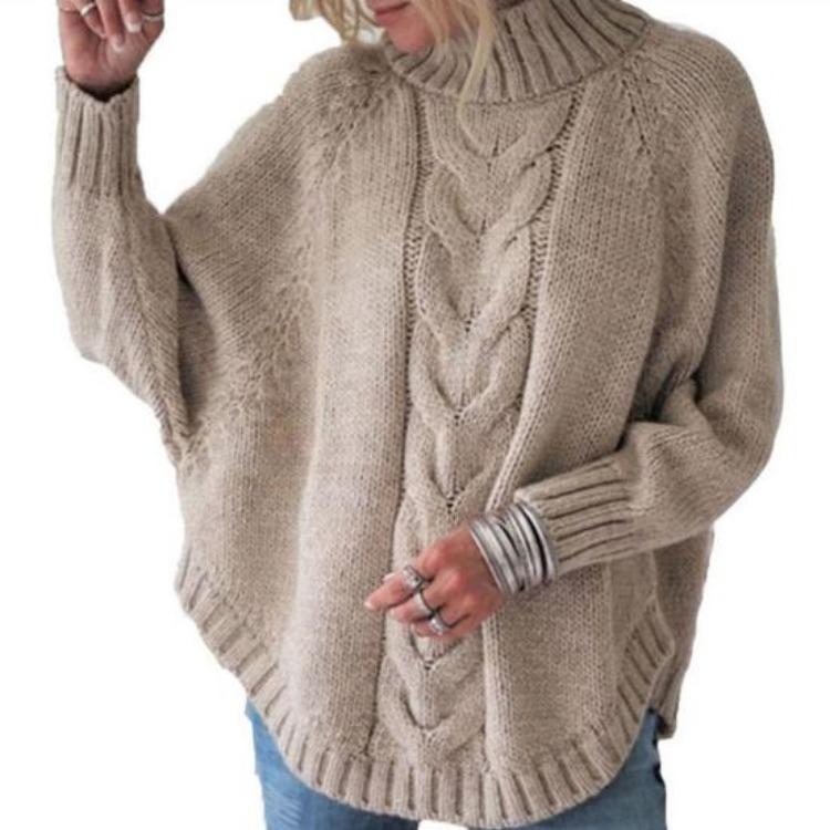 Winter Warm Women Sweater Loose Knit Turtleneck Pullover Long Sleeve Dolman Thick Cold Resistant Lady Sweater Autumn Neck Protection