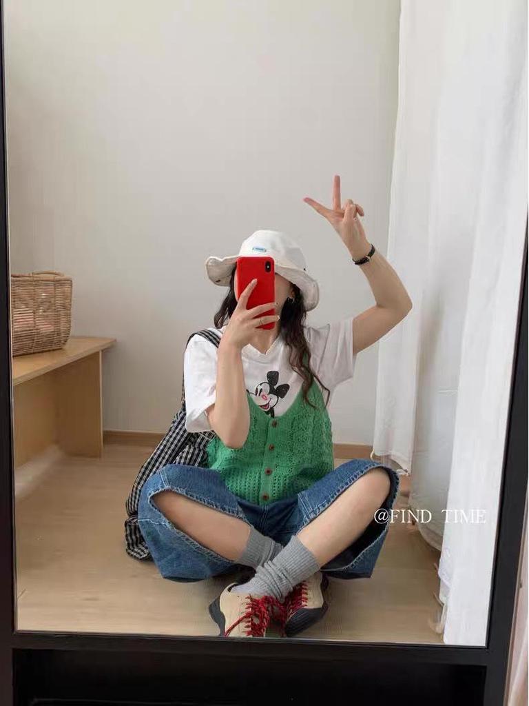 Herbst 2025 Wellenmuster Strickweste: Koreanischer Stil einreihiges Lagen-Tanktop