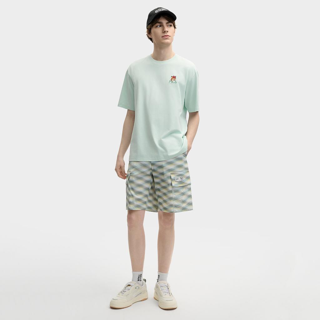 Fila X Maison Kitsune Fox T-Shirt Colorful Fox Dopamine Style Fashion Trendy Comfortable Casual Short Sleeve T-Shirt Unisex Tops F11U529101F-LG