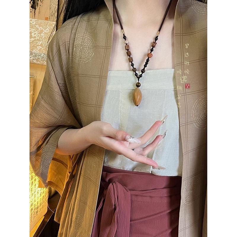 

New Chinese Bodhi pendant beaded necklace women s summer retro national style zen long collarbone chain neck chain with jewelry