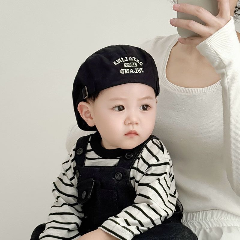 Meier Children's hats, spring and autumn thin anti-duck tongue berets, male and female baby letter forward hats