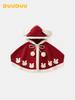 DUUDUU 2025 Red New Year Knit Sweater Coat & Cape for Toddler Girls