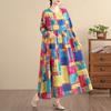 DIMANAF New 2025 Women Plus Size Spring Long Dress Loose Basic Vintage Oversize Long Sleeve Maxi Floral