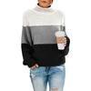   Winter Women Knit Color Matching Round Neck Loose Casual Sweater Tops