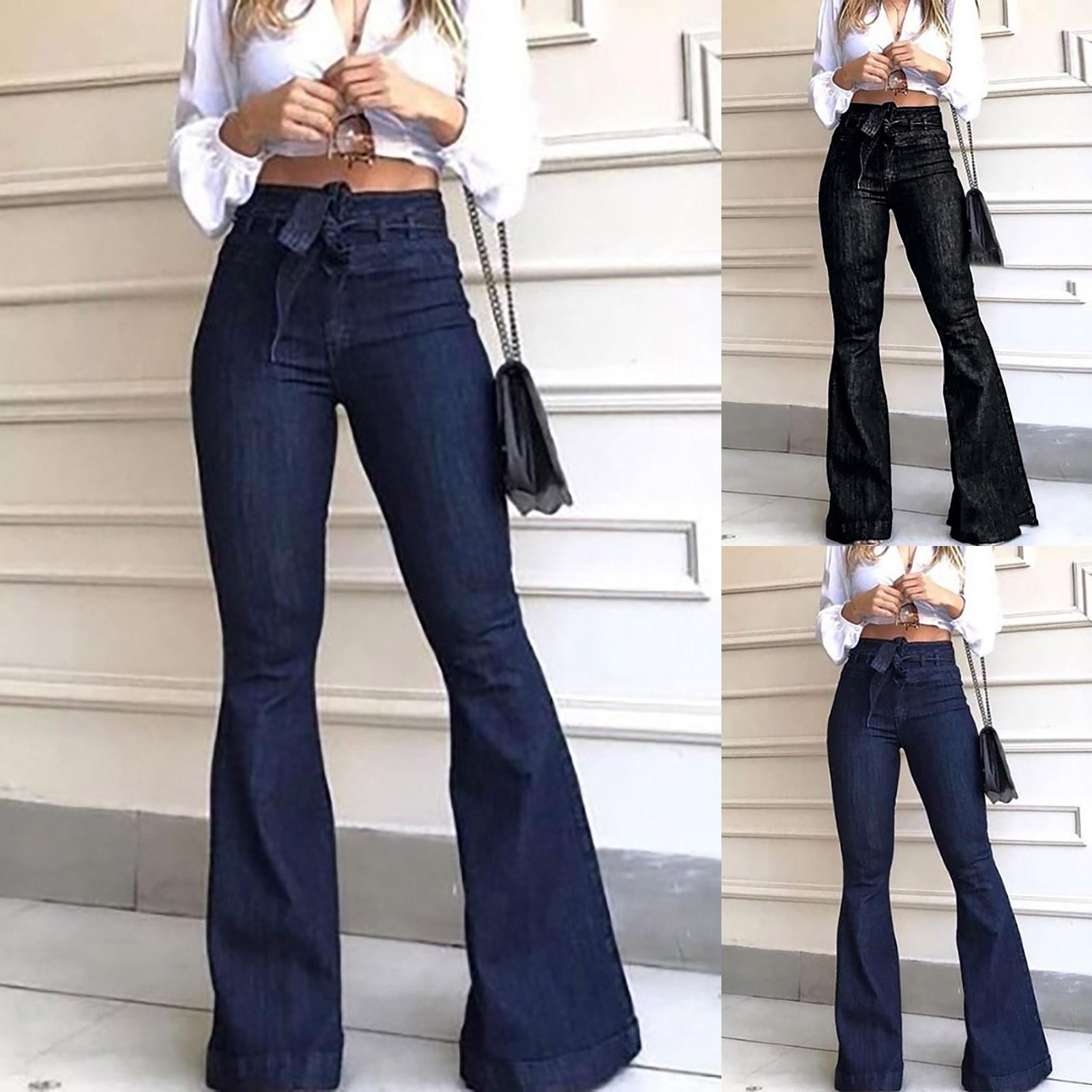 

Женские тонкие широкие брюки с карманами в стиле ретро, ​​прямые джинсы с завышенной талией