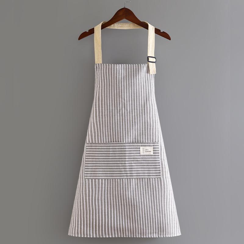 Cotton Linen Apron Household Adult Work Clothes Cooking Aprons Breathable Hanging Neck Fashion Waterproof Apron Kitchen Supplie серый