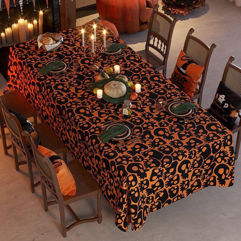 Halloween Tablecloth Decorative Cover Party Table Setting Pumpkin Spider Theme Festive Background