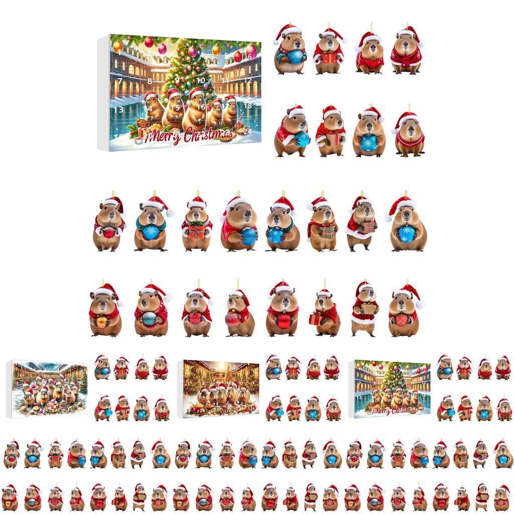 Festive Acrylic Capybara Christmas Countdown Blind Box Fun Collectible For All Ages