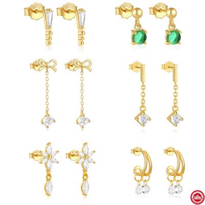 S925 Sterling Silver Bow Temperament Versatile Fashion High-End Exquisite Niche Fringed Long Stud Earrings Women'S Earrings