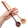 1pc Long Spoons Wooden Korean Style 10.9 Inches Natural Wood Long Handle Round Spoons for Soup Cooking Mixing Stirr Tableware