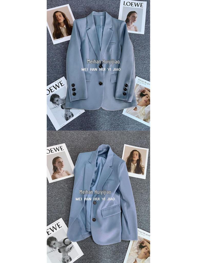 Women's Beige Petite Blazer - Casual Street Style for Spring and Autumn