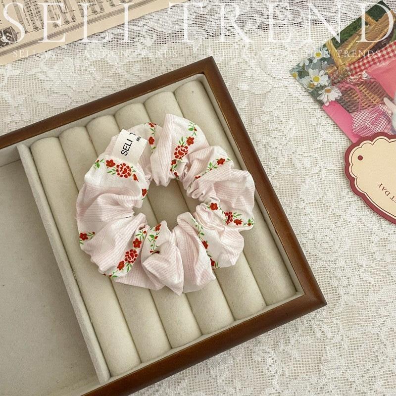 Scrunchie Multi Styles Floral Plaid Soft Fabric Minimalist Versatile Women Hair Tie Hair Accessories