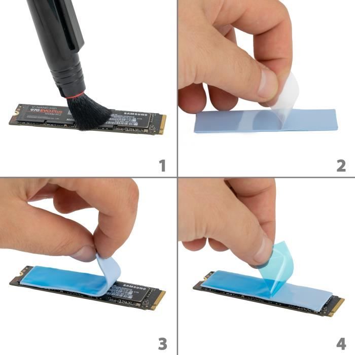 Poppstar - 6x pads thermiques (3 épaisseurs dont 2 de 0,5 mm / 1,0 mm / 1,5 mm),pour m.2 ssd, bleu