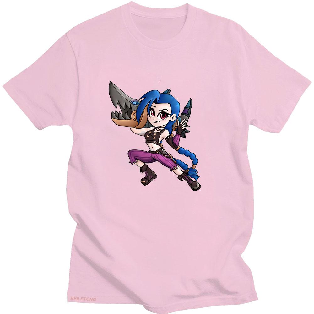 Arcane Jinx T Shirt Cartoon Print Japanese Anime Comic Tee-shirt Costume Cosplay Fashion Tshirt Sudaderas Casual Retro Clothing