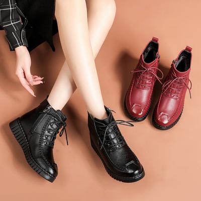 2024 Autumn Winter Fashion Soft Leather Comfortable Women's Ankle Boots Woman Lace Up Warm Fur Snow Boots Women Shoes
