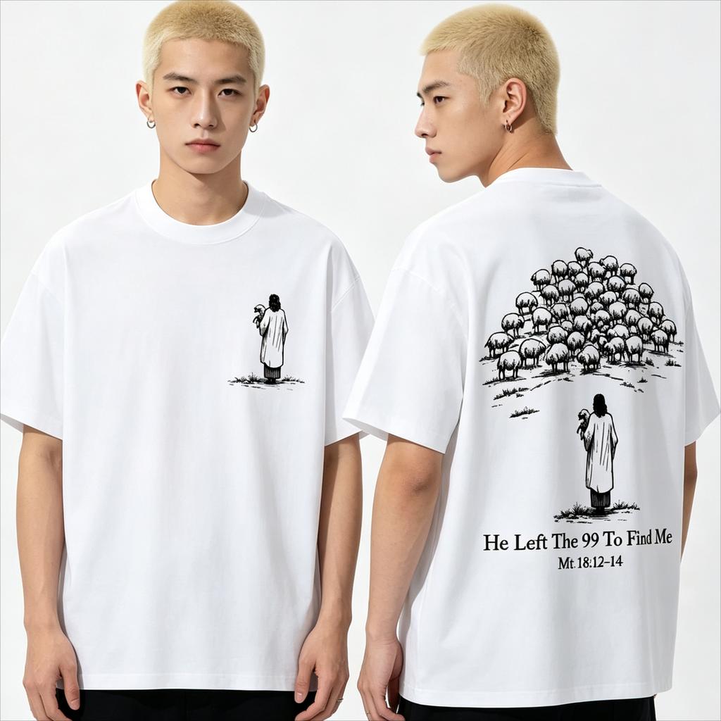 Summer Christian Religious Jesus He Left The 99 To Find Me Is King T-Shirt Unisex Vintage Top Hip Hop Streetwear Oversized Tee