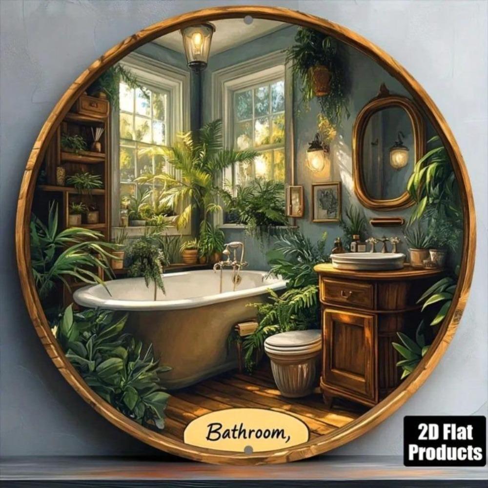 Metal Wall Art Green Plant Bathroom Decor Home Office Bar Cafe Kitchen Holiday Gift