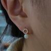 14K Round Cubic Freshwater Pearl Earrings